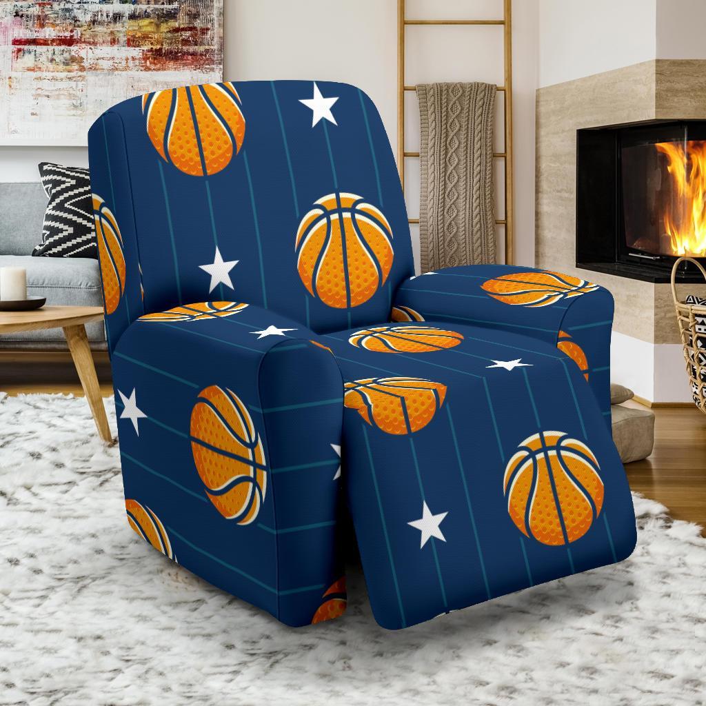 Blue Basketball Pattern Print Recliner Cover-grizzshop