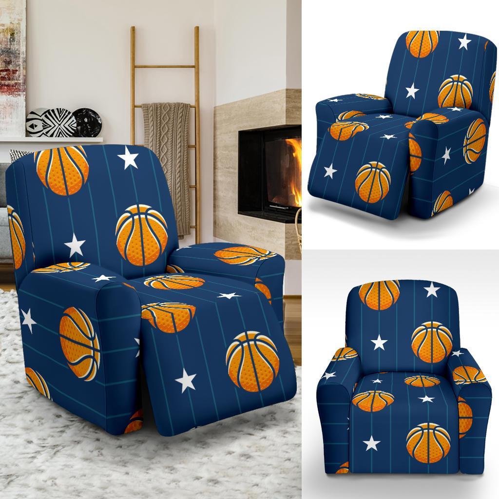 Blue Basketball Pattern Print Recliner Cover-grizzshop