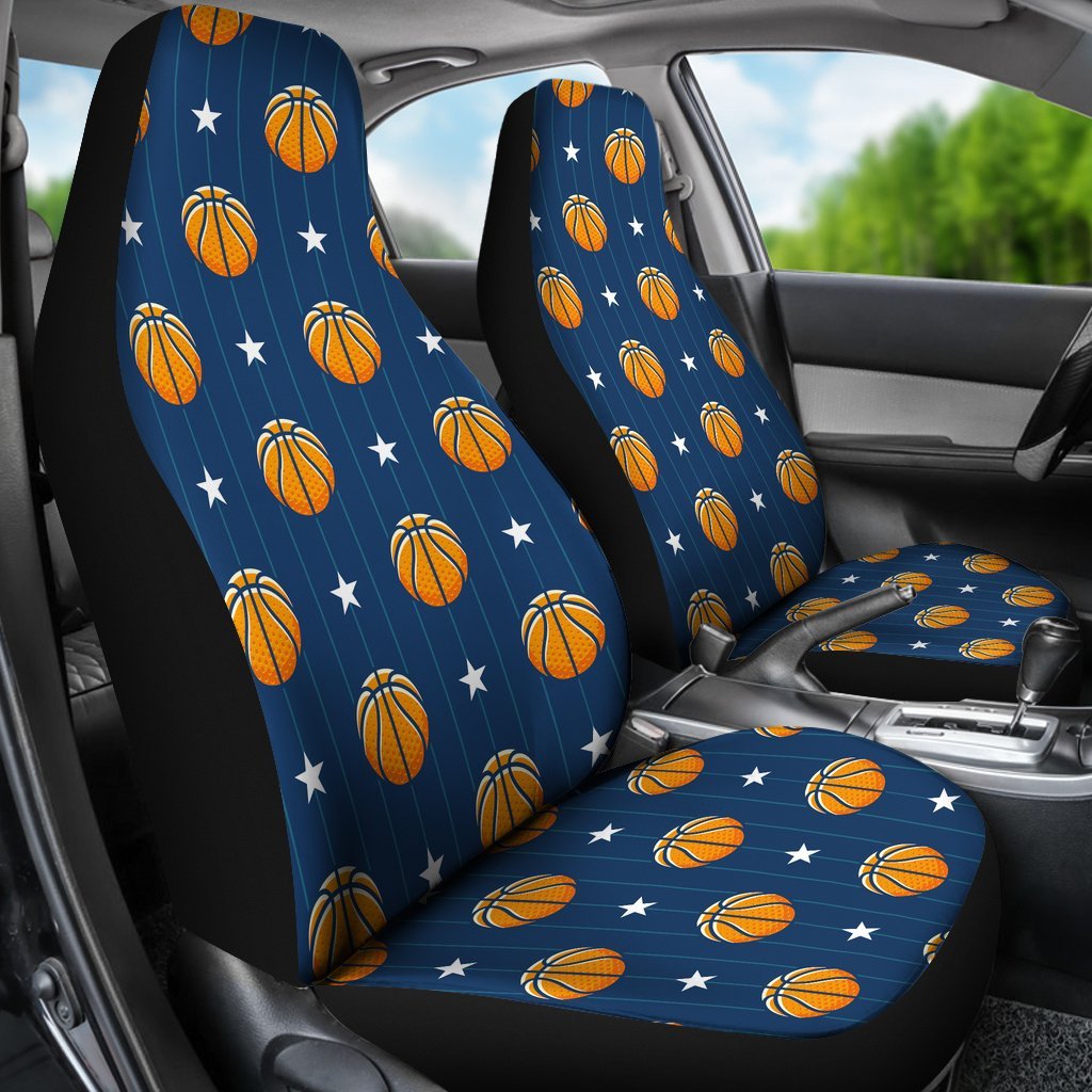 Blue Basketball Pattern Print Universal Fit Car Seat Cover-grizzshop