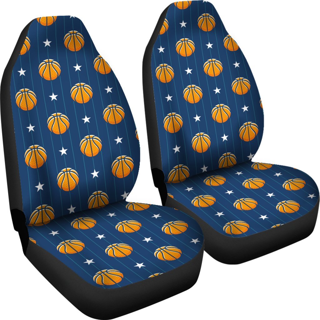 Blue Basketball Pattern Print Universal Fit Car Seat Cover-grizzshop