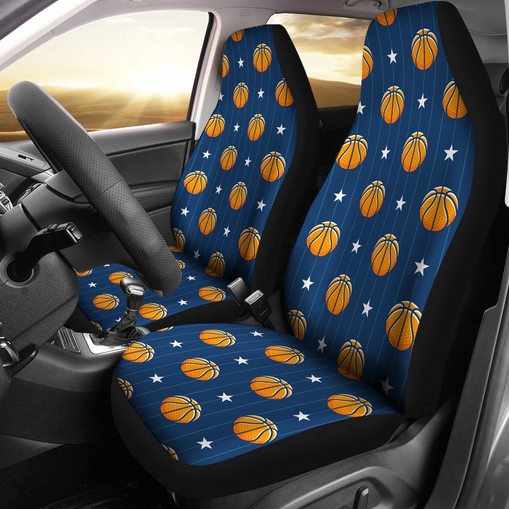Blue Basketball Pattern Print Universal Fit Car Seat Cover-grizzshop