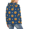 Blue Basketball Pattern Print Women Pullover Hoodie-grizzshop