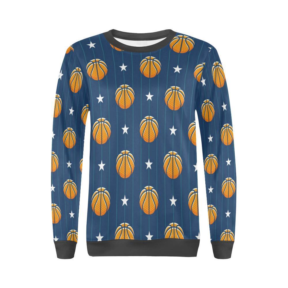 Blue Basketball Pattern Print Women's Sweatshirt-grizzshop