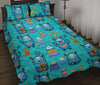 Blue Bigfoot Pattern Print Bed Set Quilt-grizzshop