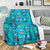 Blue Bigfoot Pattern Print Blanket-grizzshop