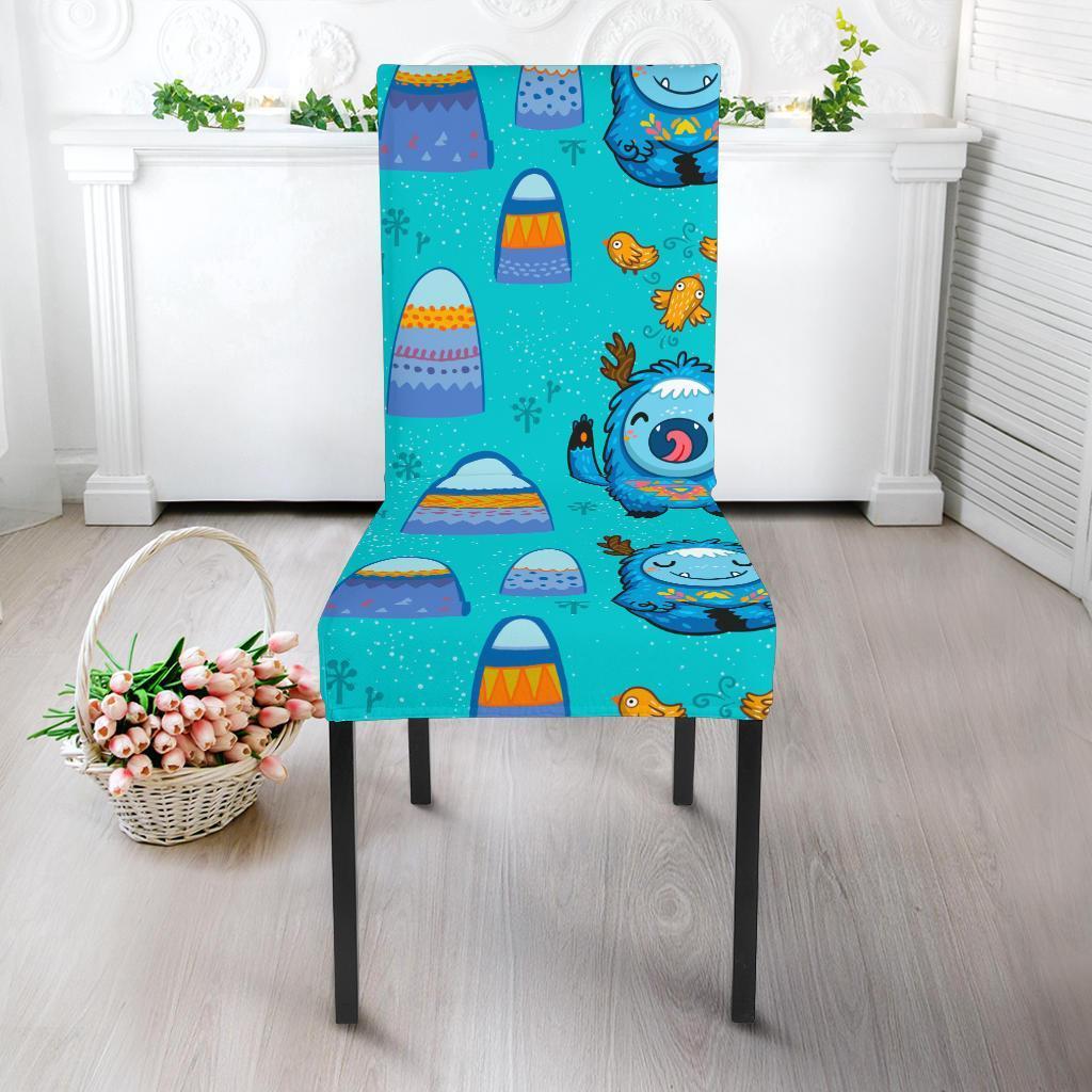 Blue Bigfoot Pattern Print Chair Cover-grizzshop