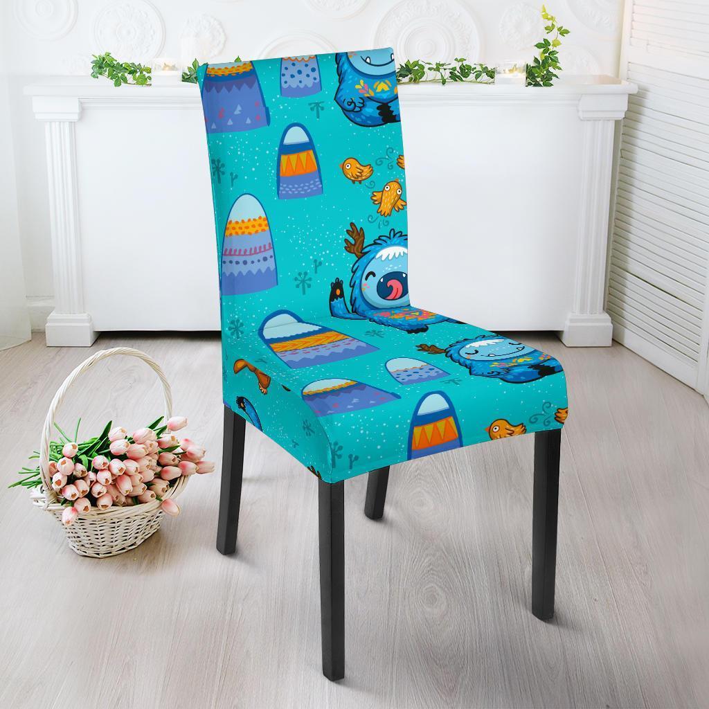 Blue Bigfoot Pattern Print Chair Cover-grizzshop