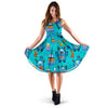 Blue Bigfoot Pattern Print Dress-grizzshop