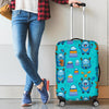 Blue Bigfoot Pattern Print Luggage Cover Protector-grizzshop