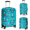 Blue Bigfoot Pattern Print Luggage Cover Protector-grizzshop