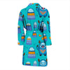 Blue Bigfoot Pattern Print Men Long Robe-grizzshop