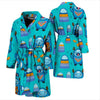 Blue Bigfoot Pattern Print Men Long Robe-grizzshop