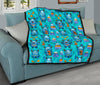 Blue Bigfoot Pattern Print Quilt-grizzshop