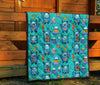 Blue Bigfoot Pattern Print Quilt-grizzshop