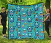 Blue Bigfoot Pattern Print Quilt-grizzshop