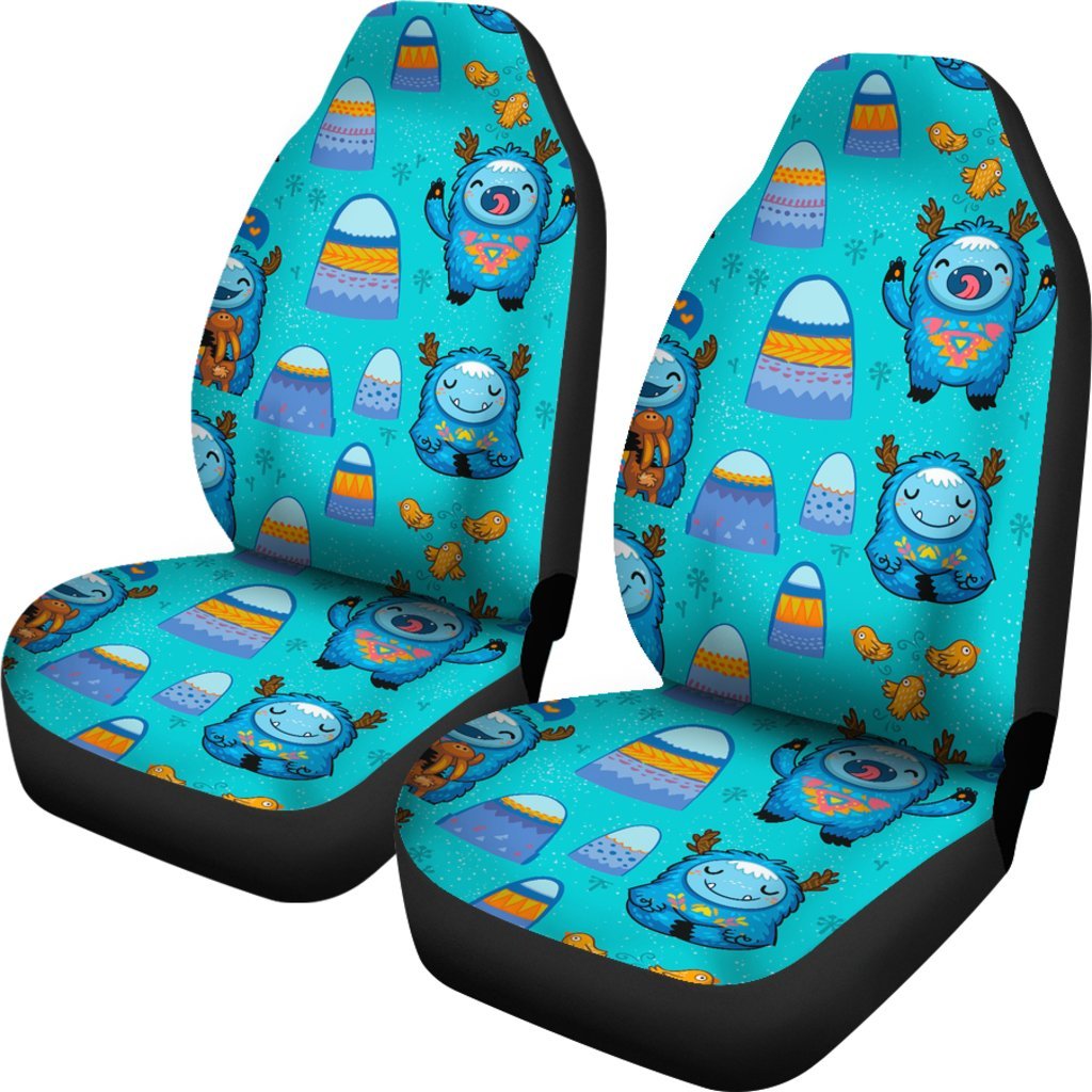 Blue Bigfoot Pattern Print Universal Fit Car Seat Covers-grizzshop