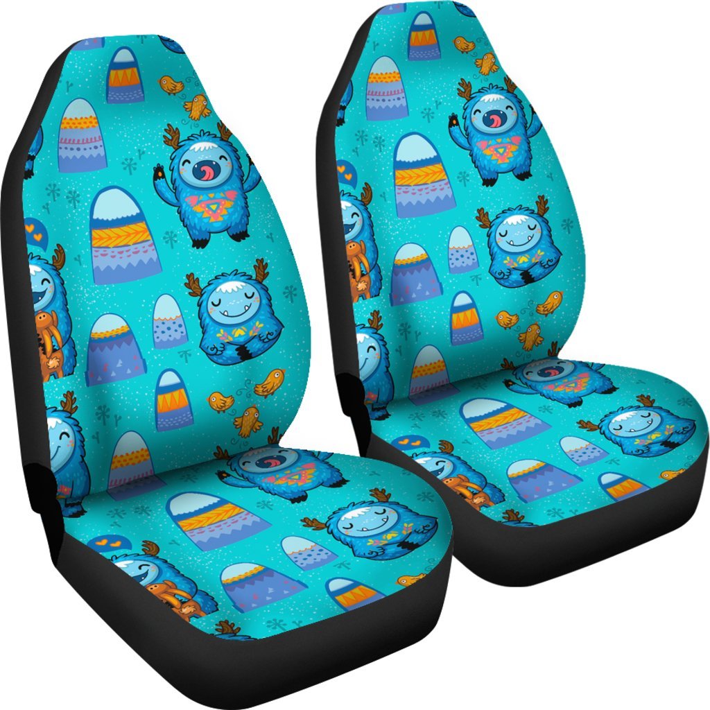 Blue Bigfoot Pattern Print Universal Fit Car Seat Covers-grizzshop