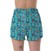 Blue Bigfoot Pattern Print Women's Shorts-grizzshop