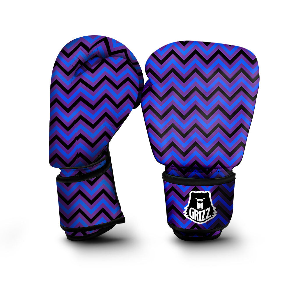 Blue Black And Purple Chevron Print Boxing Gloves-grizzshop