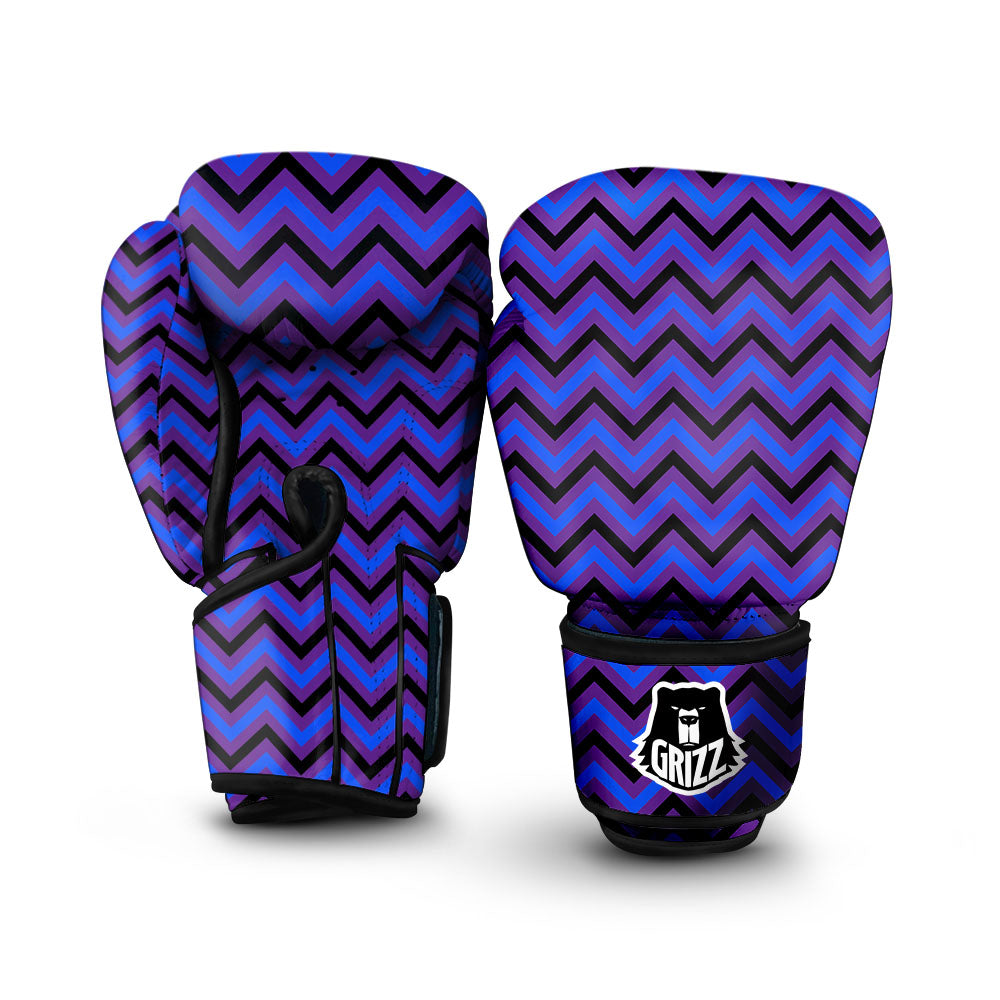 Blue Black And Purple Chevron Print Boxing Gloves-grizzshop