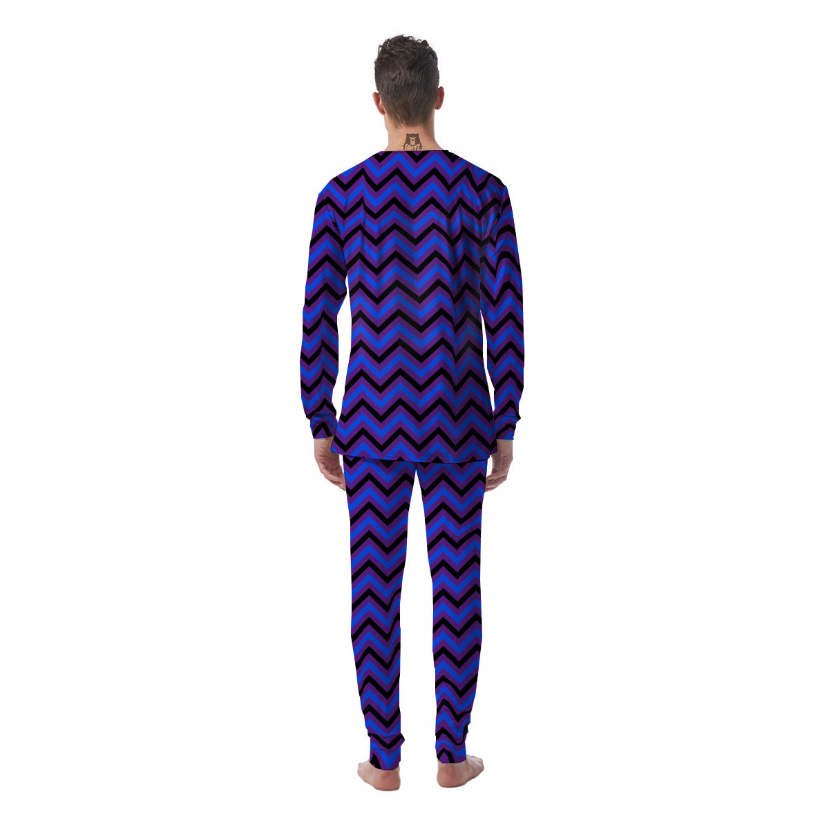 Blue Black And Purple Chevron Print Men's Pajamas-grizzshop