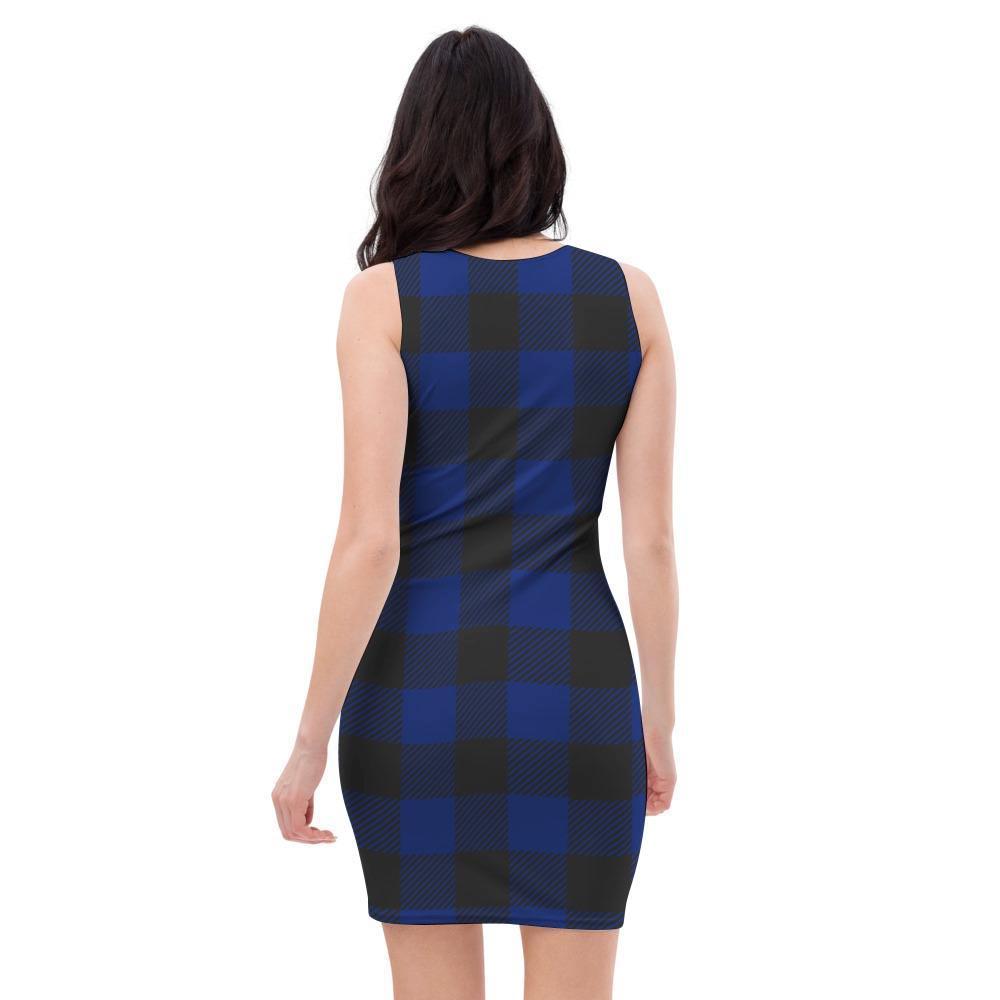 Blue Buffalo Plaid Bodycon Dress-grizzshop