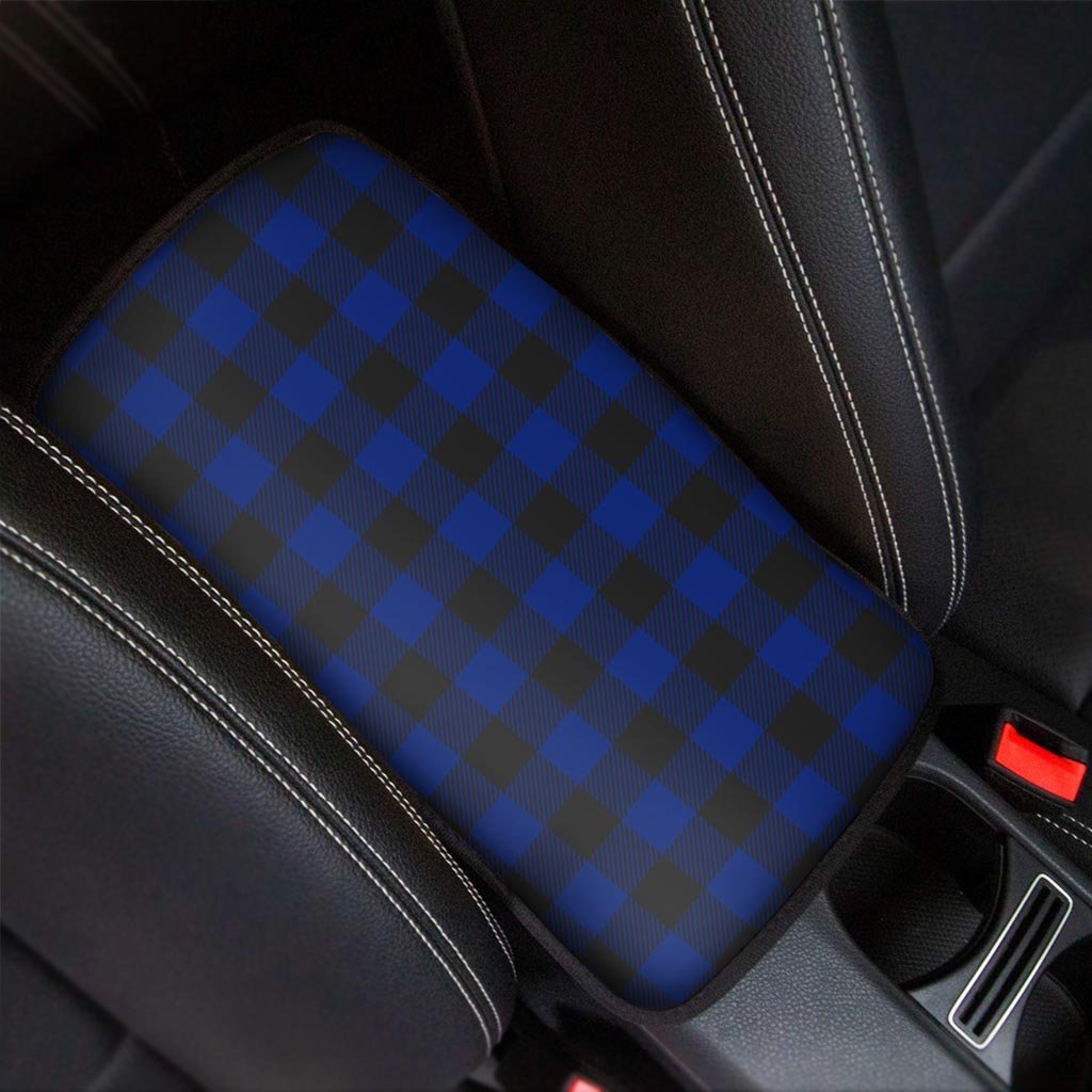 Blue Buffalo Plaid Car Console Cover-grizzshop