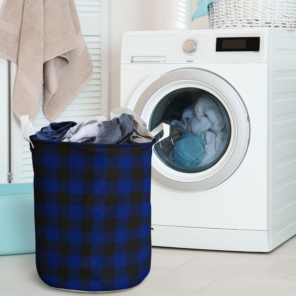 Blue Buffalo Plaid Laundry Basket-grizzshop