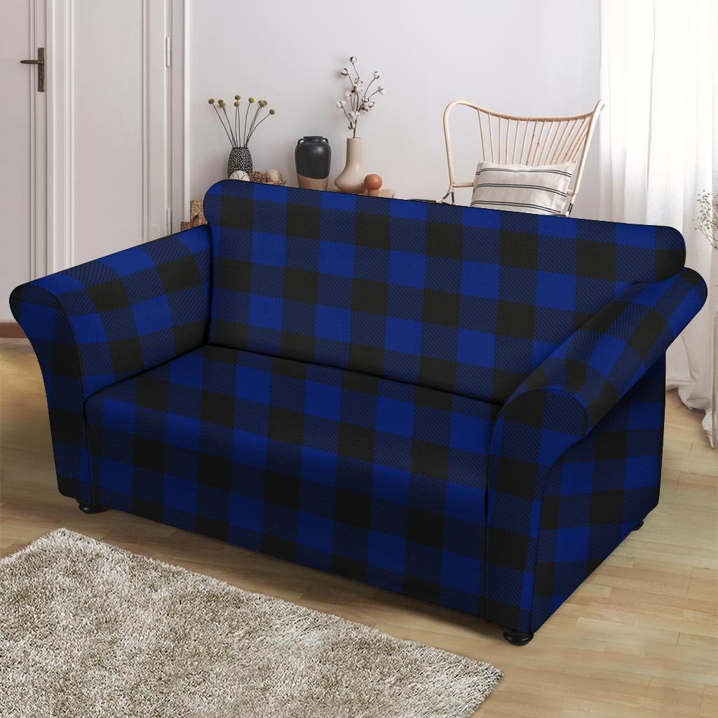 Blue Buffalo Plaid Loveseat Cover-grizzshop