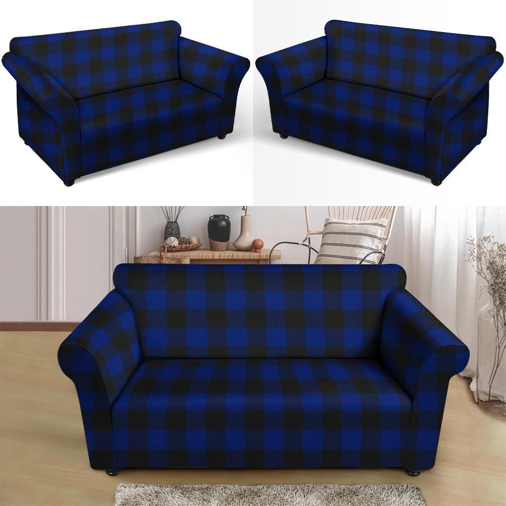 Blue Buffalo Plaid Loveseat Cover-grizzshop