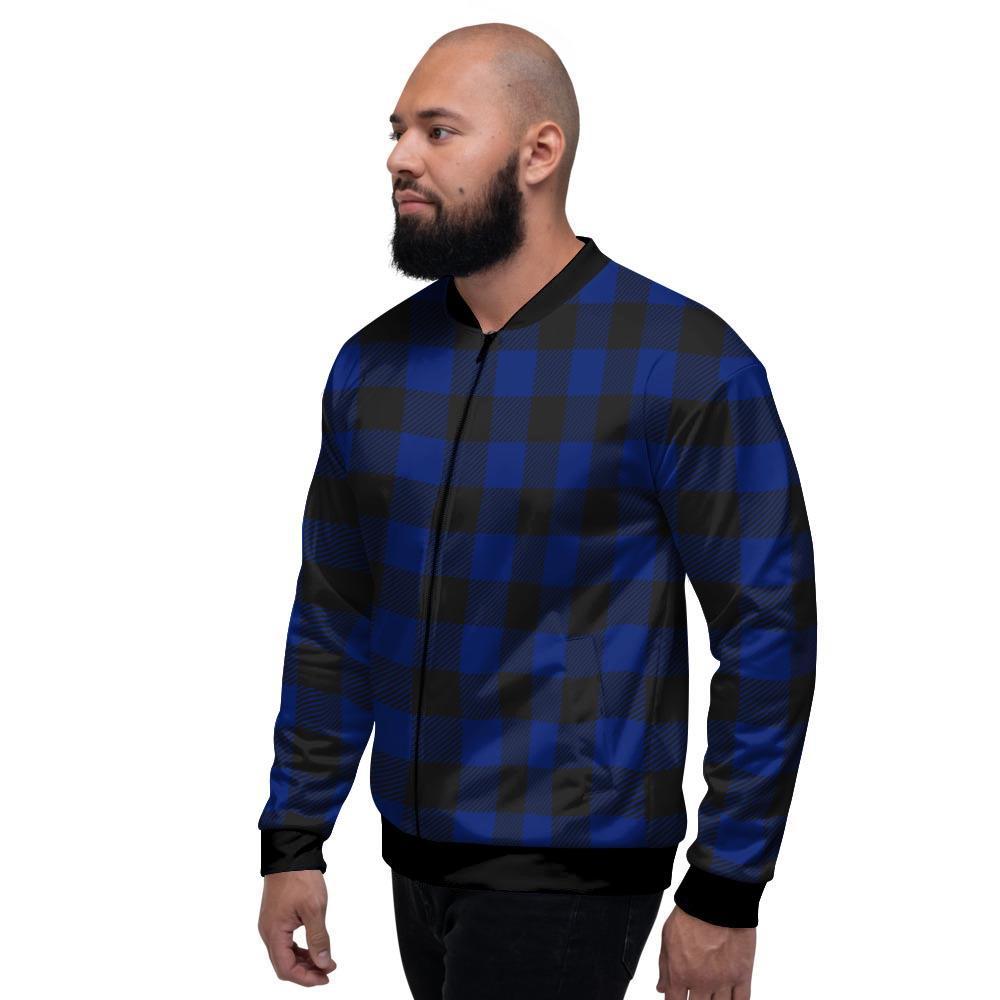 Blue Buffalo Plaid Men's Bomber Jacket-grizzshop