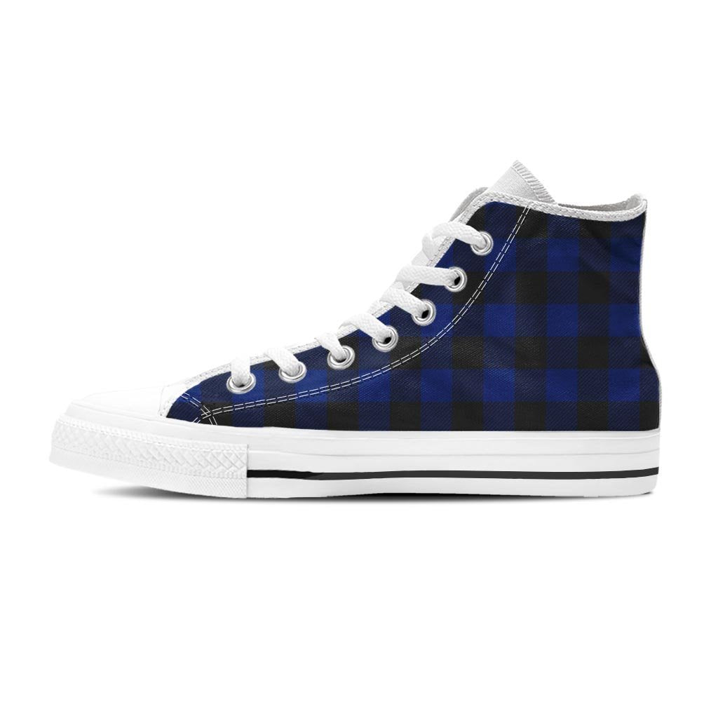 Blue Buffalo Plaid Men's High Top Shoes-grizzshop