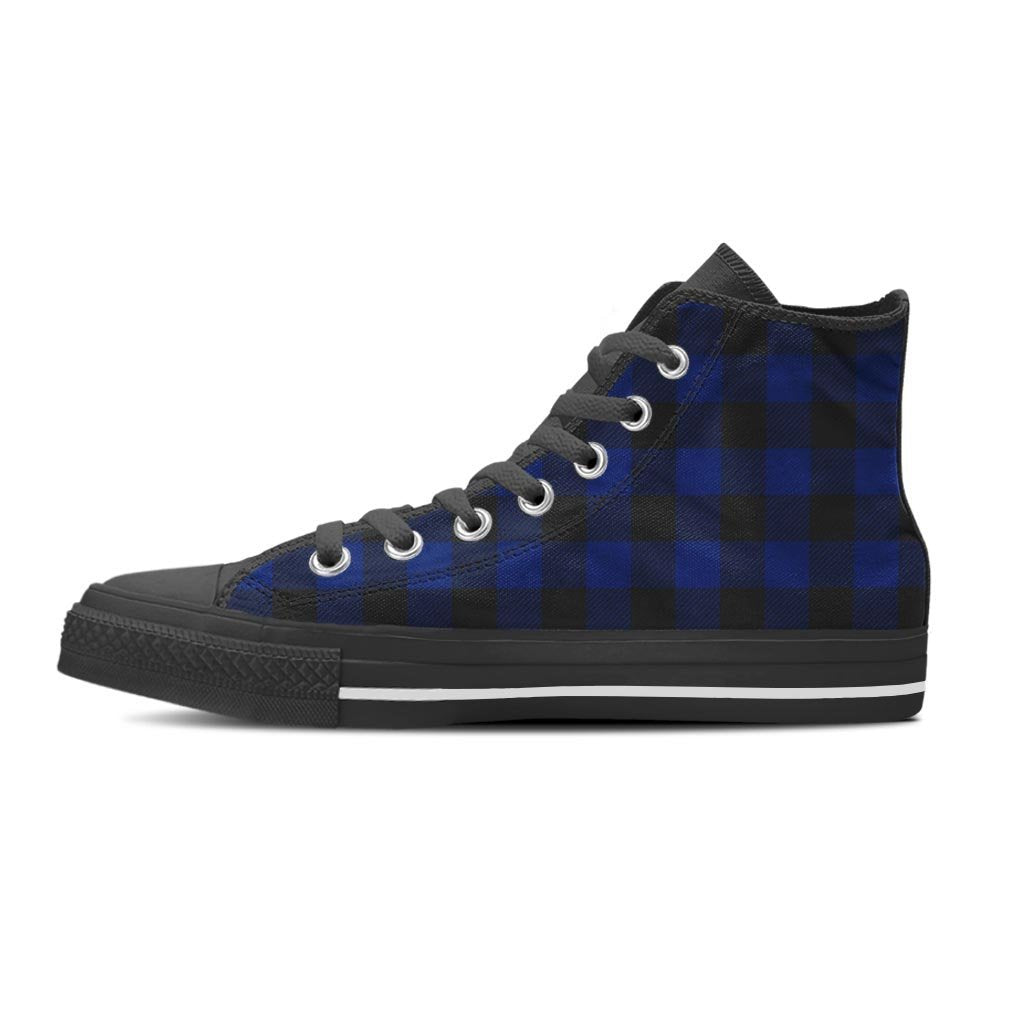 Blue Buffalo Plaid Men's High Top Shoes-grizzshop