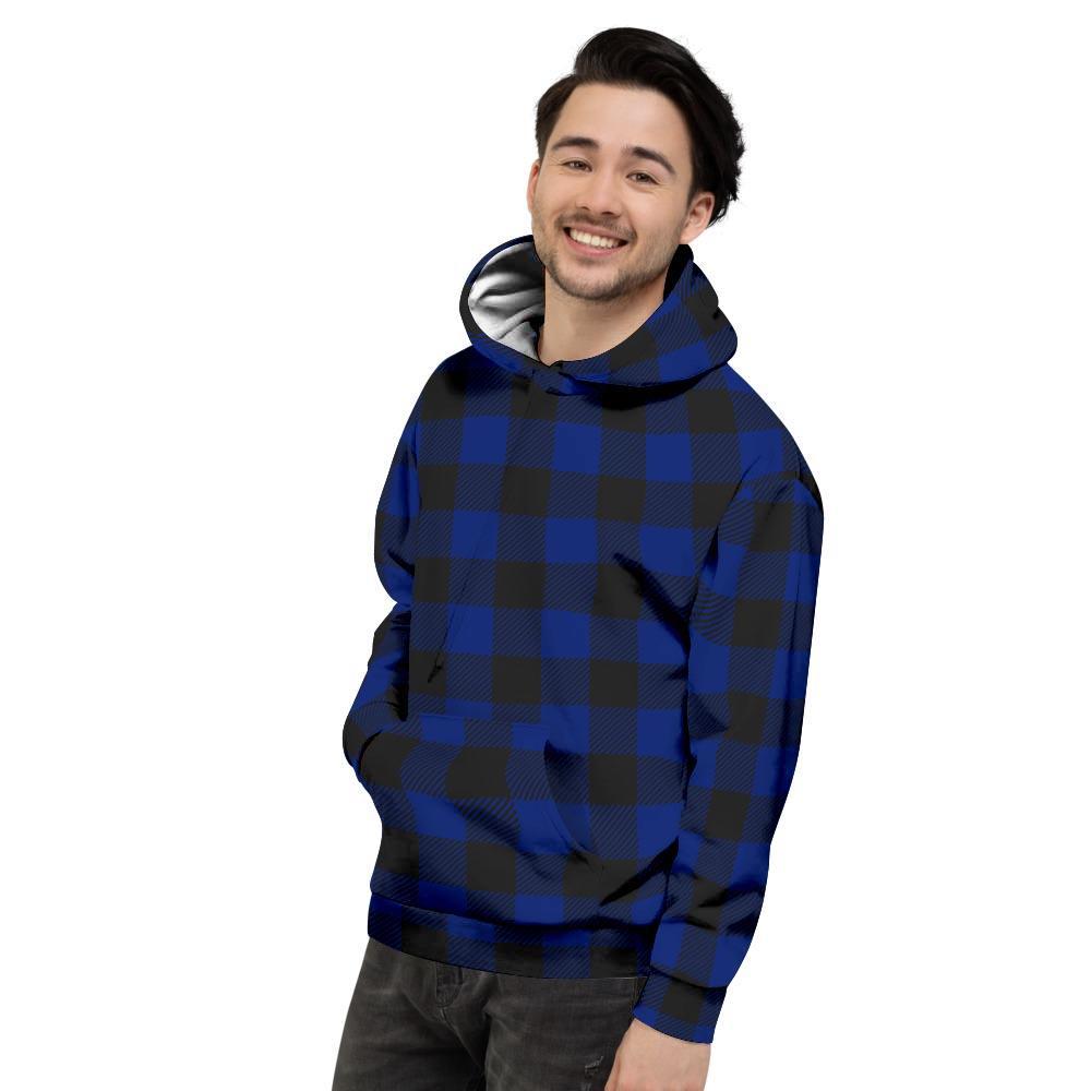 Blue Buffalo Plaid Men's Hoodie-grizzshop