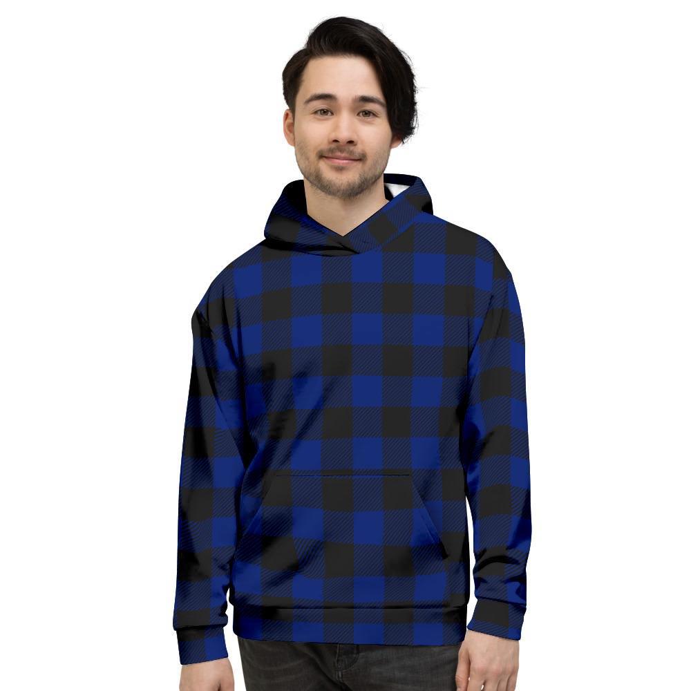 Blue Buffalo Plaid Men's Hoodie-grizzshop