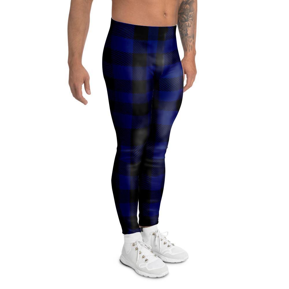 Blue Buffalo Plaid Men's Leggings-grizzshop