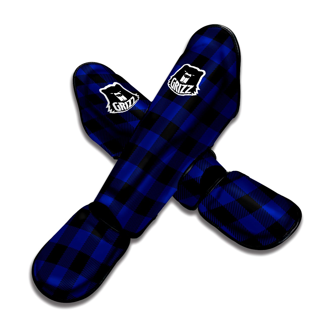 Blue Buffalo Plaid Muay Thai Shin Guard-grizzshop