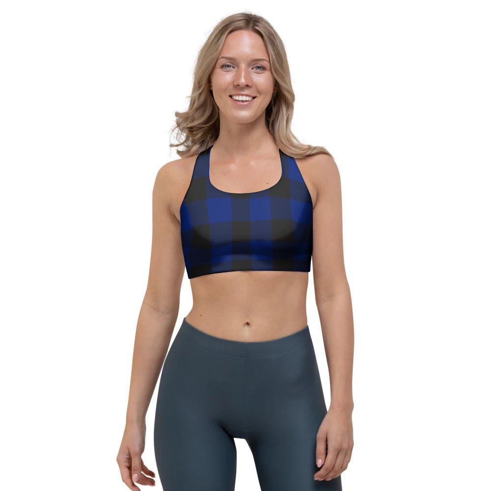 Blue Buffalo Plaid Sports Bra-grizzshop