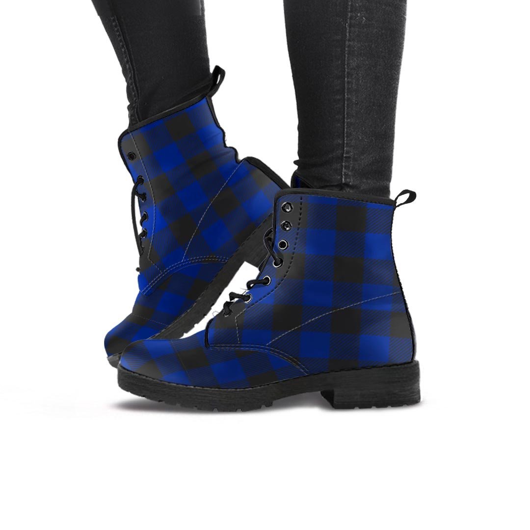 Blue Buffalo Plaid Women's Boots-grizzshop
