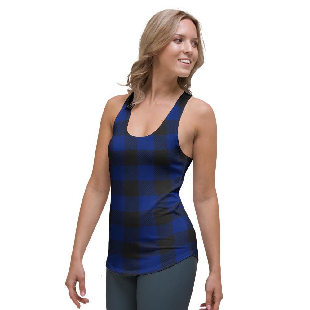 Blue Buffalo Plaid Women's Racerback Tank Top-grizzshop