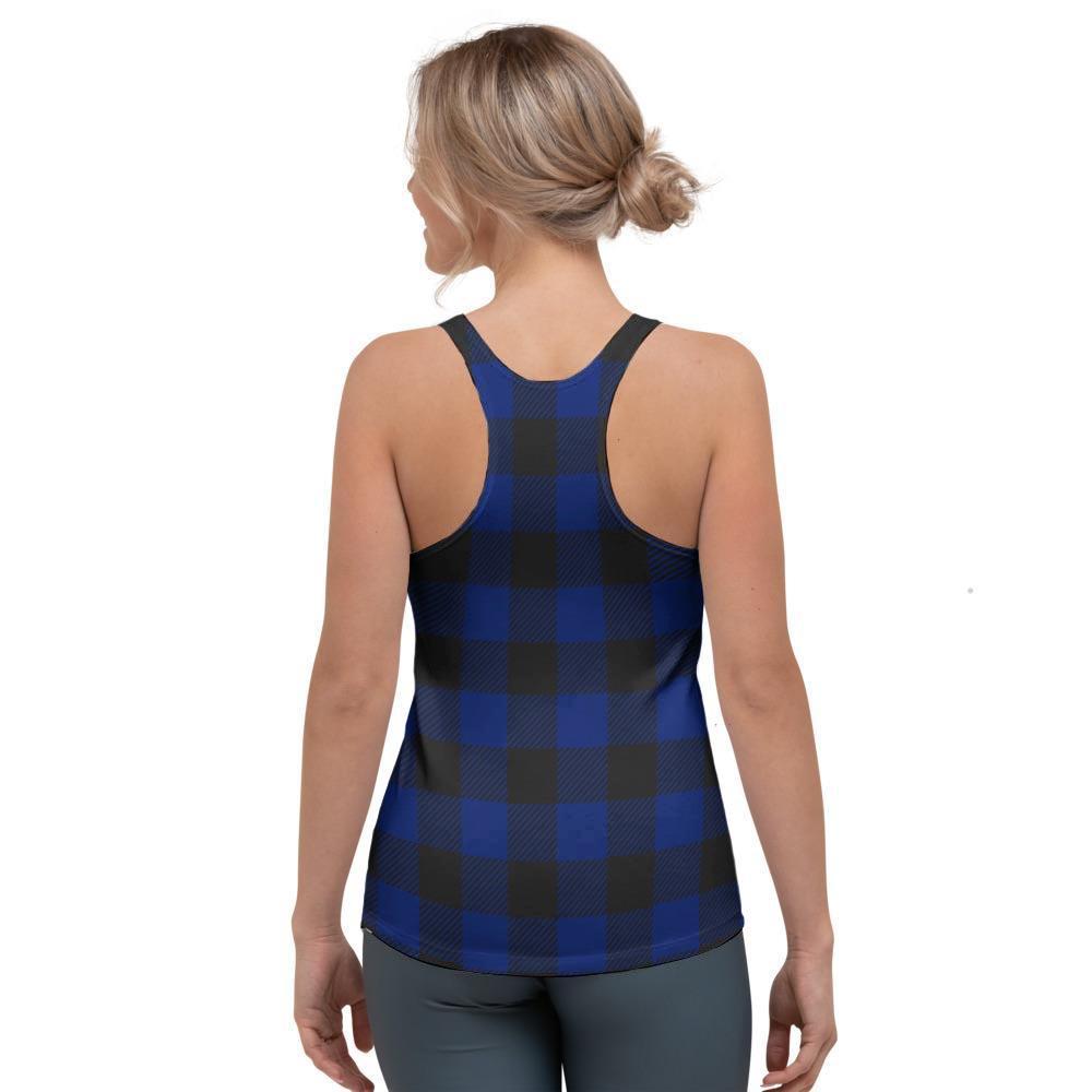 Blue Buffalo Plaid Women's Racerback Tank Top-grizzshop