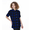 Blue Buffalo Plaid Women's Short Sleeve Shirts-grizzshop