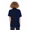 Blue Buffalo Plaid Women's Short Sleeve Shirts-grizzshop