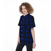 Blue Buffalo Plaid Women's Short Sleeve Shirts-grizzshop