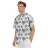 Blue Butterfly Blossom Print Pattern Men's Short Sleeve Shirts-grizzshop