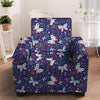 Blue Butterfly Floral Print Armchair Cover-grizzshop