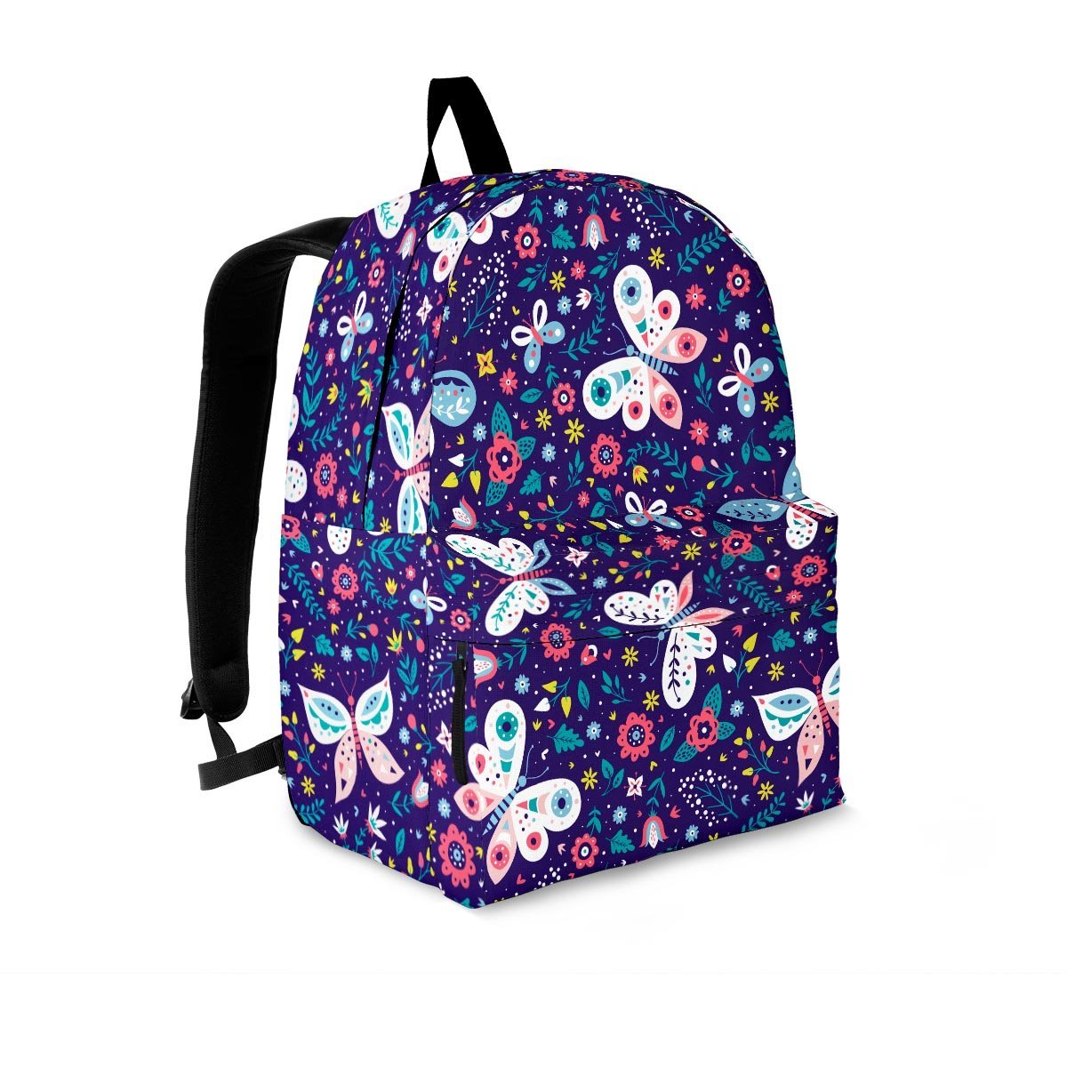 Blue Butterfly Floral Print Backpack-grizzshop