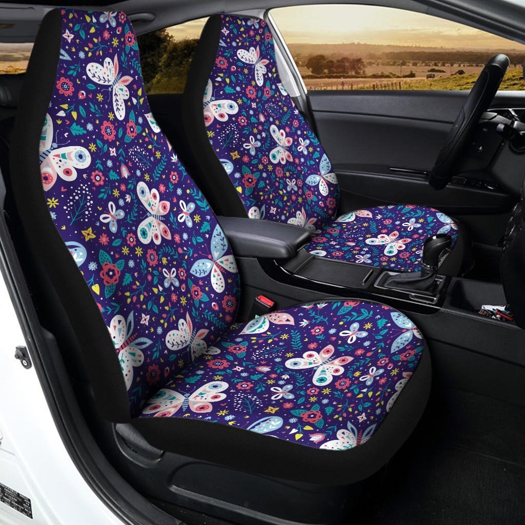 Blue Butterfly Floral Print Car Seat Covers-grizzshop