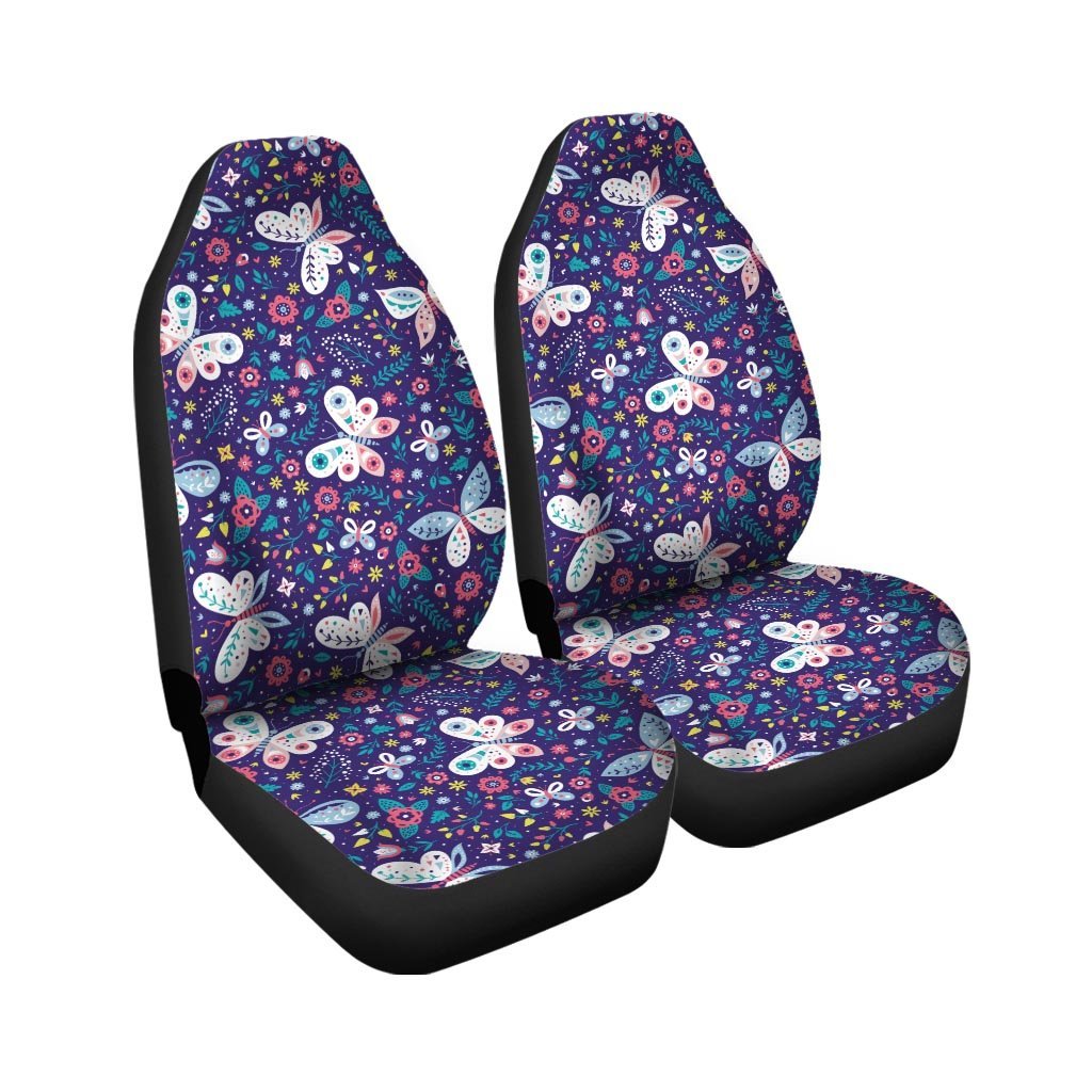 Blue Butterfly Floral Print Car Seat Covers-grizzshop