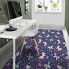 Blue Butterfly Floral Print Floor Mat-grizzshop